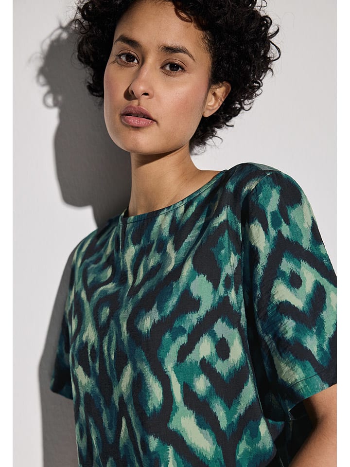 Street One Bluse in Beige/ Grün günstig kaufen