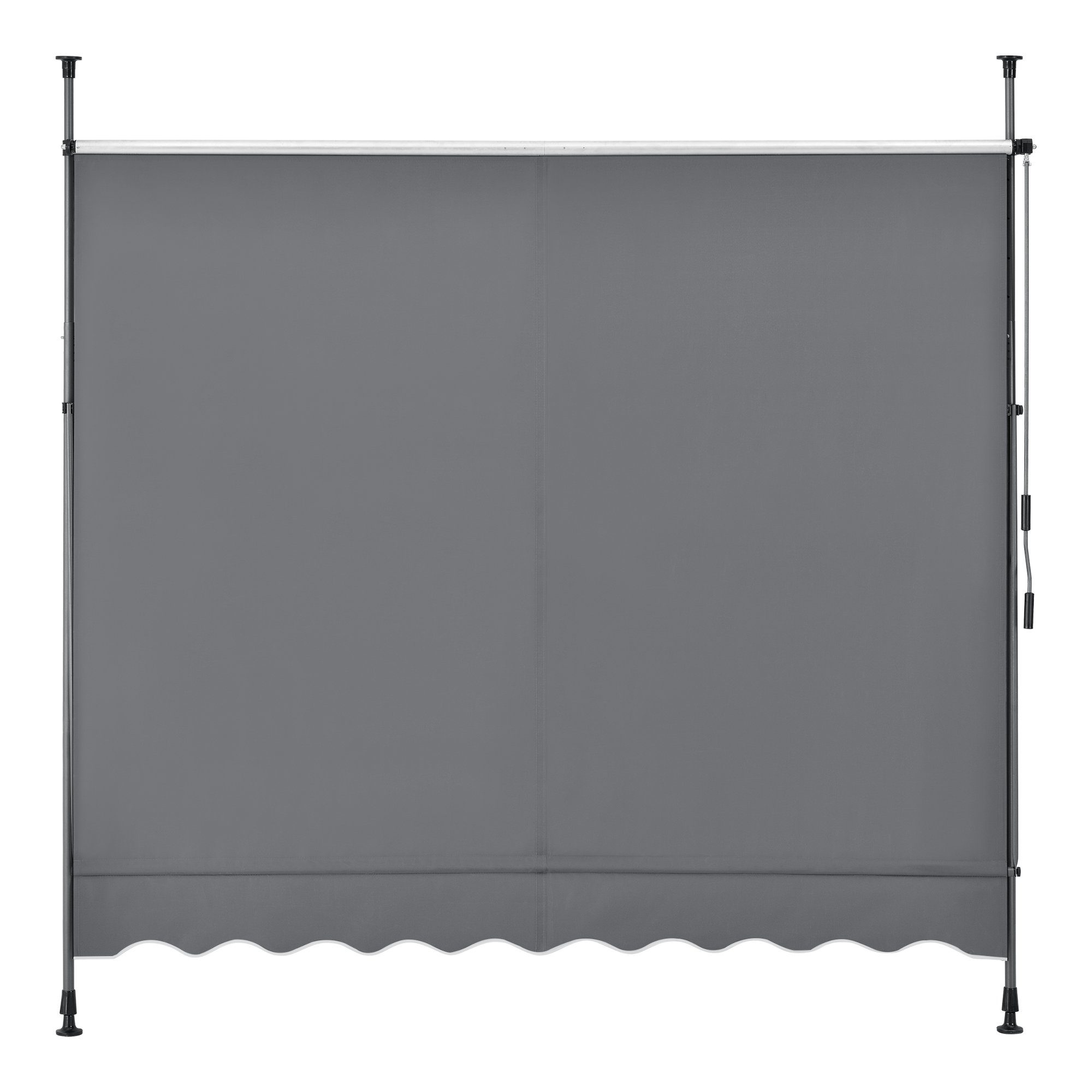 pro.tec Klemmmarkise Oeiras Sichtschutz 150x120x200-300cm ohne Bohren Mittelgrau