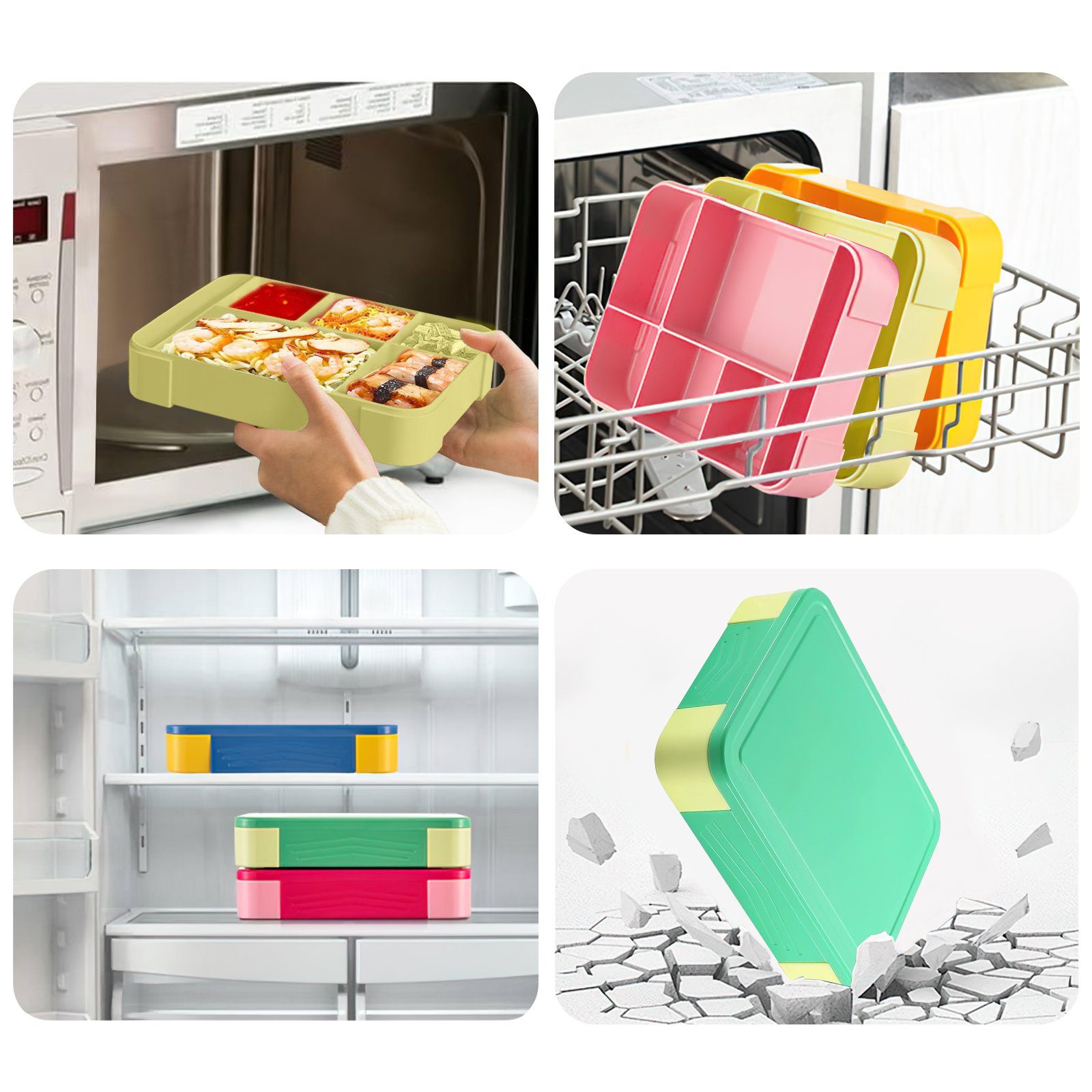 MDHAND Lunchbox Rechteckige Bento-Box, Kunststoffe, (1-tlg), Mit Saucenkasten, Mikrowellengeeignet