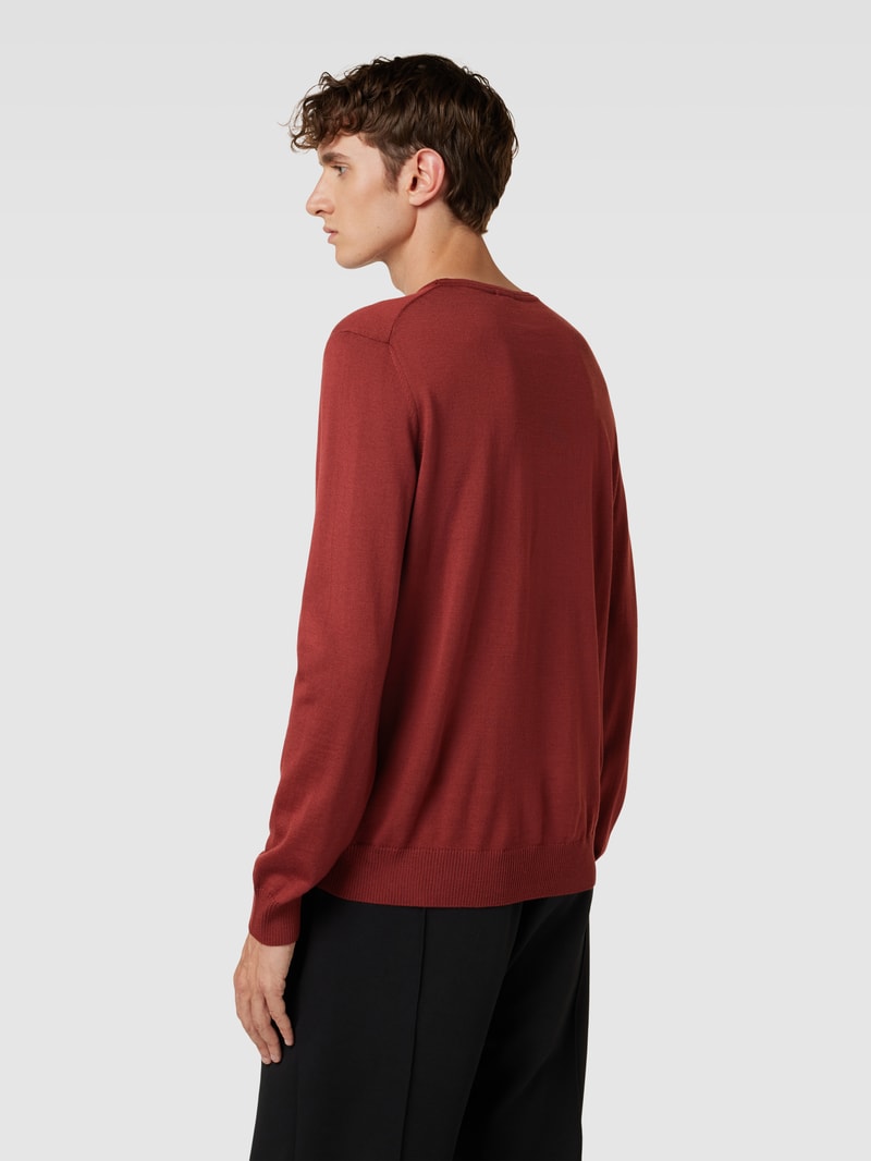 Strickpullover aus Schurwolle Modell 'Denny' in bordeaux rot