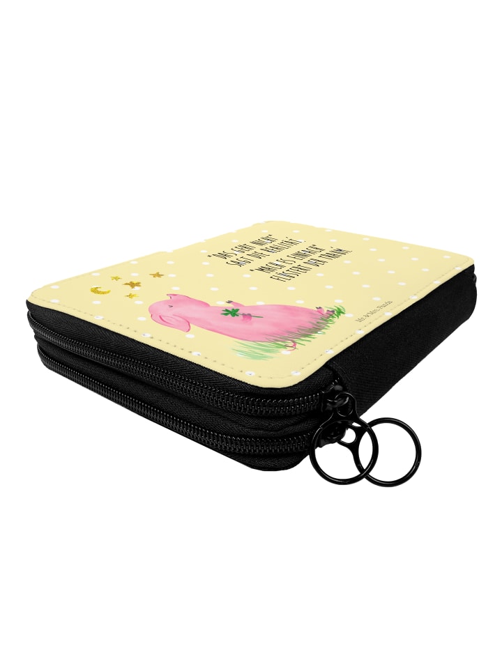 Mr. & Mrs. Panda Federmappe Schwein Glück mit Spruch in Gelb Pastell günstig kaufen onesize