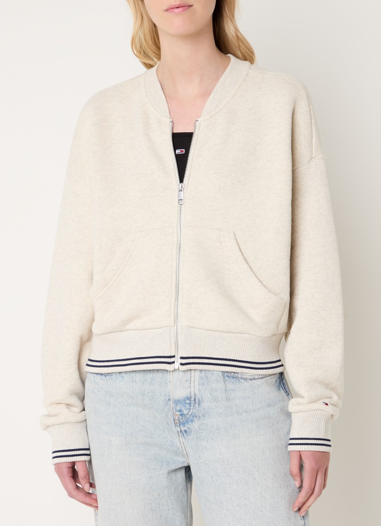 Jachetă de trening Tommy Hilfiger în stil universitar, cu logo brodat.