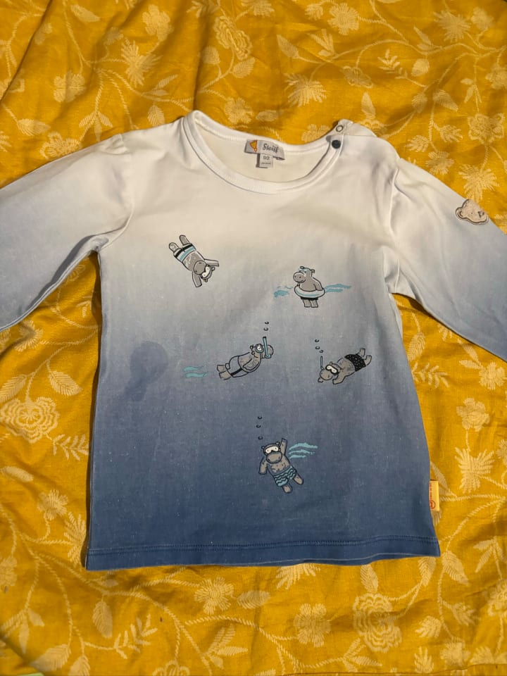 Steiff Shirt in Weiß/ Blau günstig kaufen 92