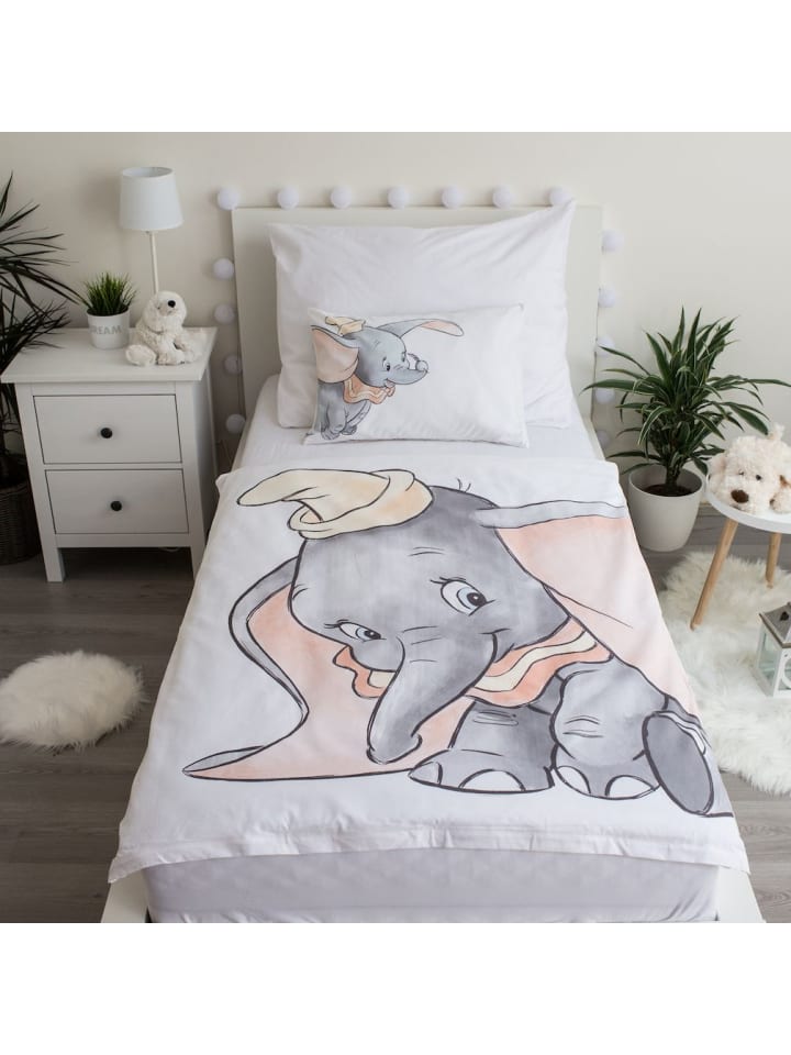 Disney 2-tlg.Set: Kinderbettwäsche Disney Klassik Dumbo in Weiß günstig kaufen 100