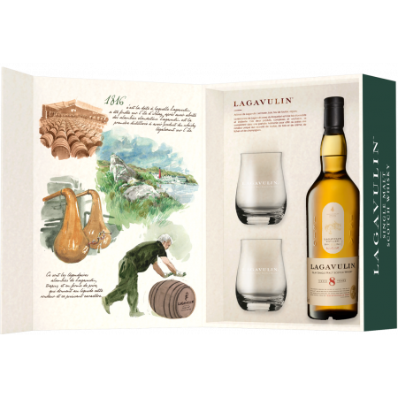 LAGAVULIN 8 ANS - COFFRET SAVEURS D'ECOSSE - 2 VERRES