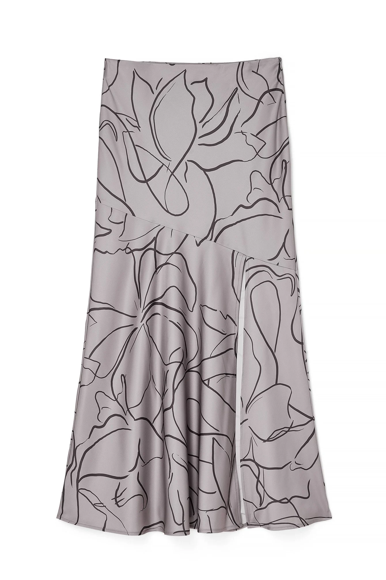 Asymmetrischer Satin-Maxirock mit Nahtdetails