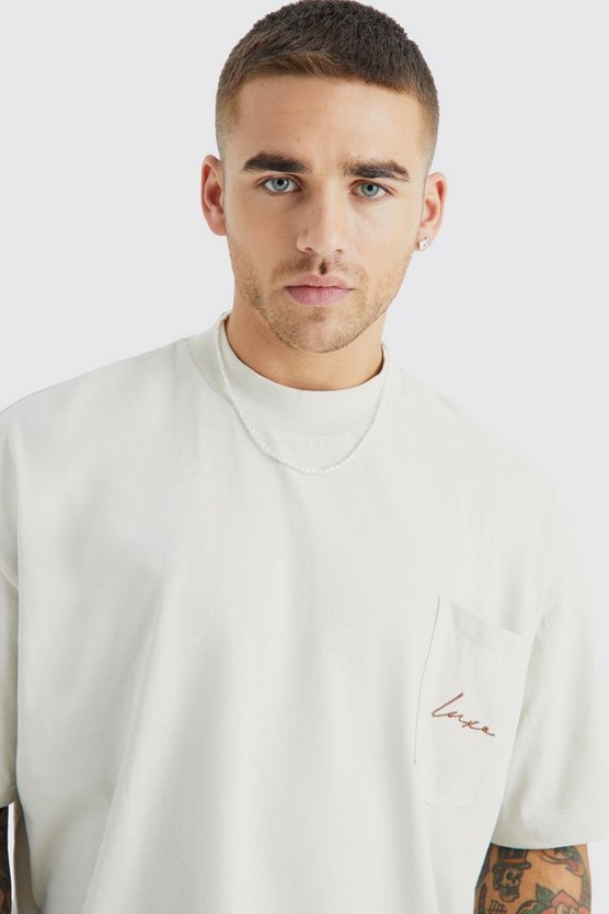 Kastiges Oversize T-Shirt mit Luxe-Stickerei