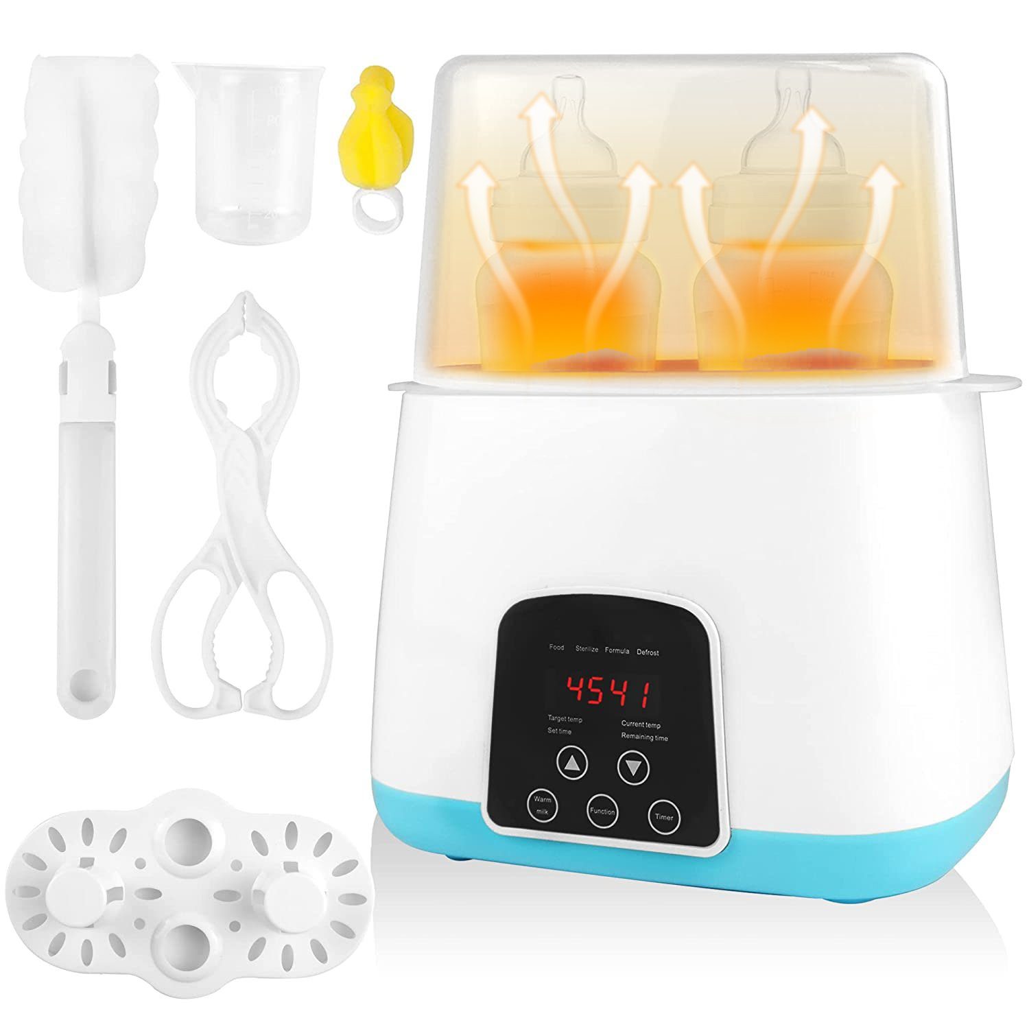 iceagle Babyflaschenwärmer 6 in 1 Flaschenwärmer Baby, Flaschenwärmer für 2 Flaschen, Babykostwärmer mit LCD-Display