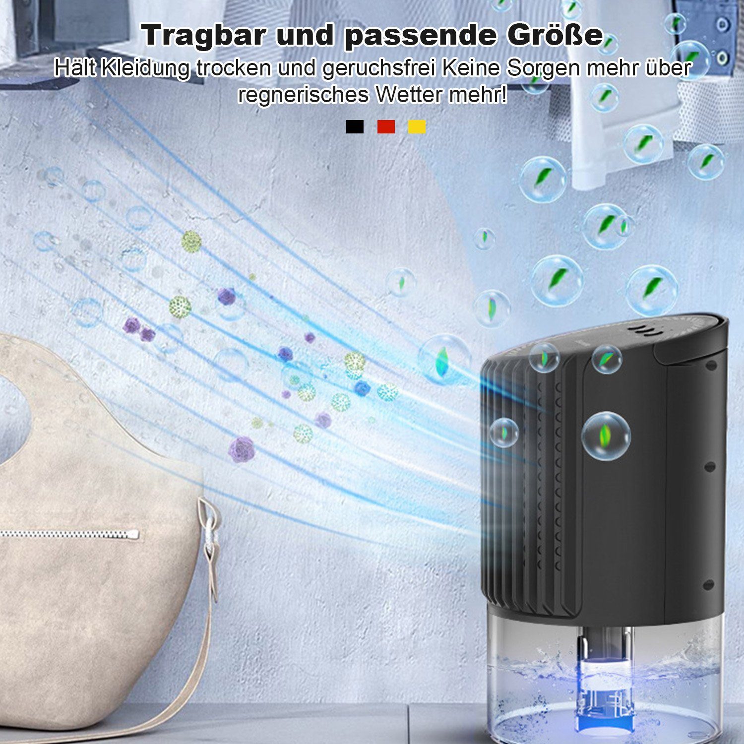 MAGICSHE Luftentfeuchter Entfeuchtung 0.35l/Tag,Unterhalb von 39dB, Tank 1 l,für 25m² Räume