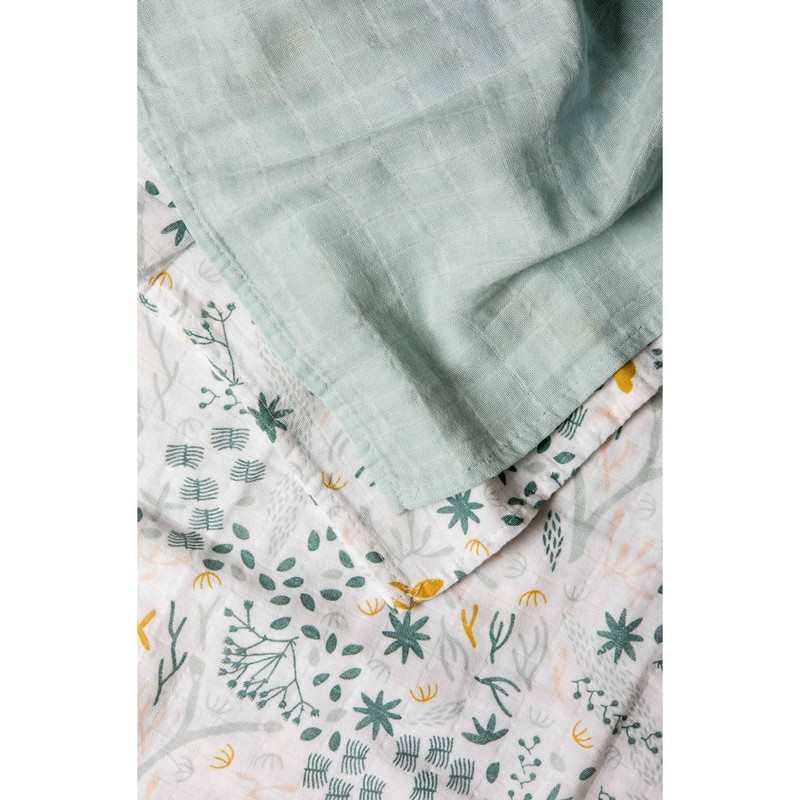 Set de 2 langes emmaillotage en Coton Bio à motifs Yukari