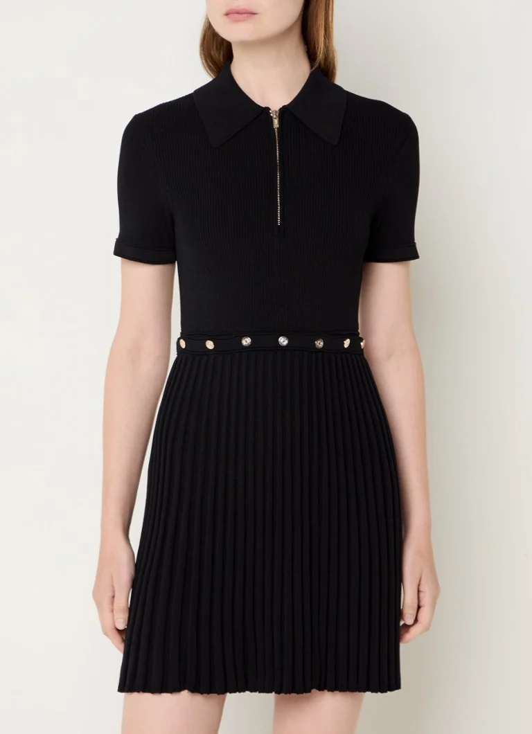 Maje Rib-knit mini dress with openwork design