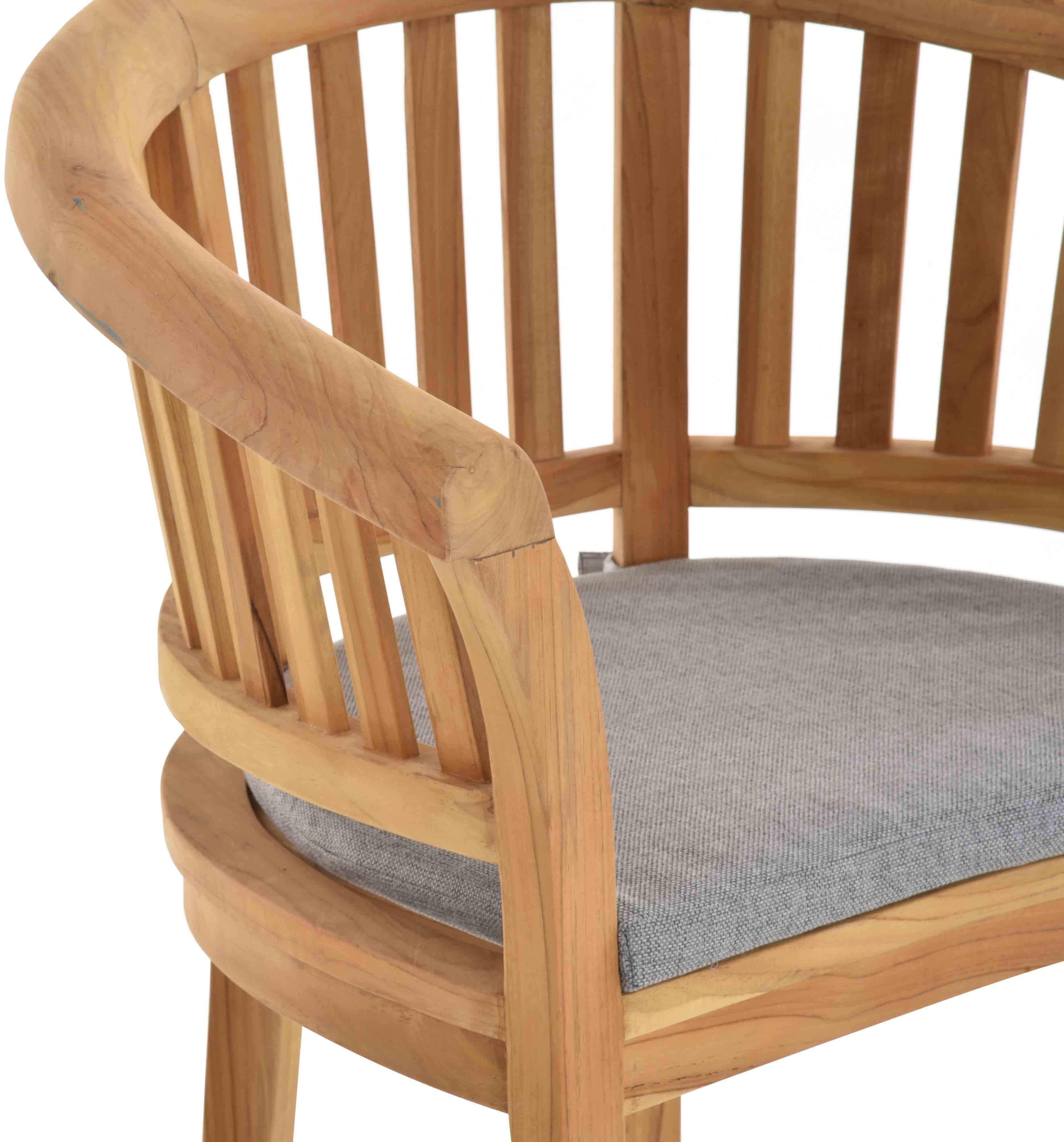 Krines Home Esszimmerstuhl 2er Set Teakstuhl Holz Teak Stuhl Esszimmerstuhl mit Lehne mit Polster (2er-Set, 2 St), Sessel mit Armlehne, Massiv (Planta)