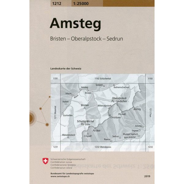 Swisstopo 1 : 25 000 Amsteg - Wanderkarte
