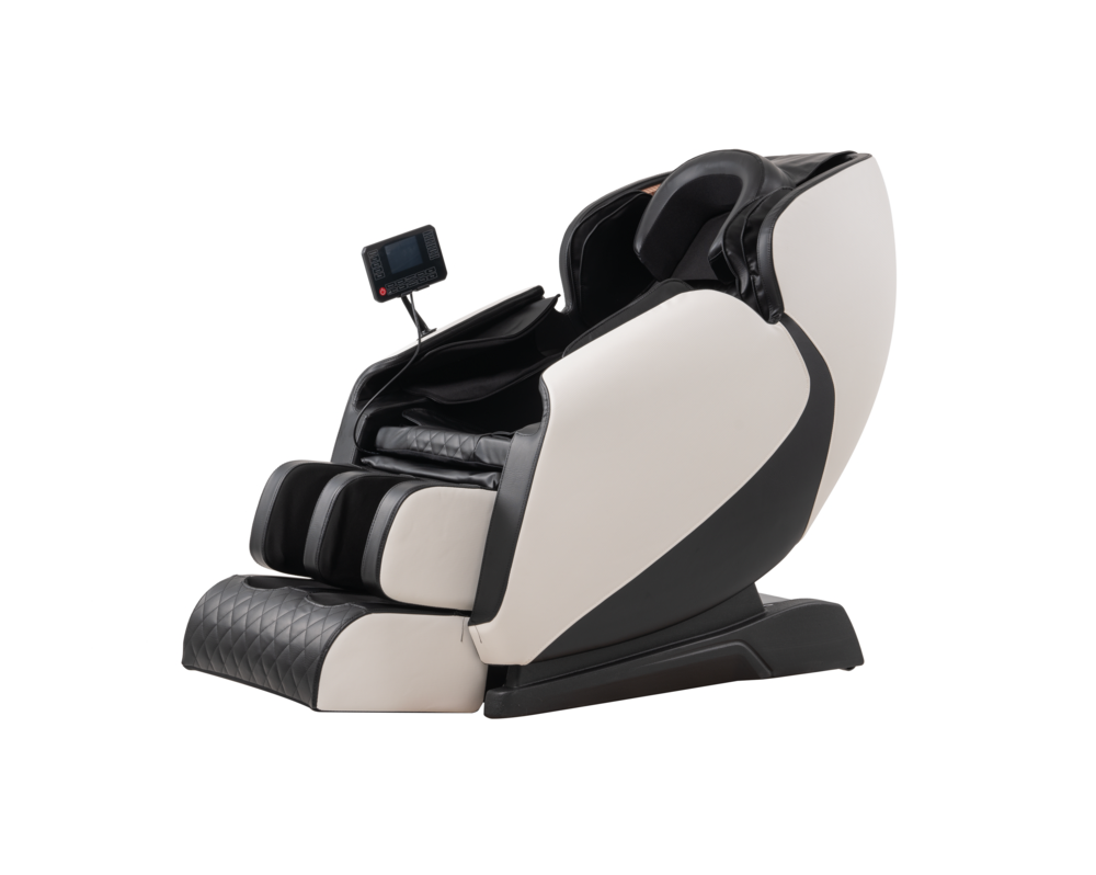 Happy Home Happy Home Elektrischer Massagesessel mit Kopfstütze, Armabdeckung & Airbag, Schwarz / Weiß