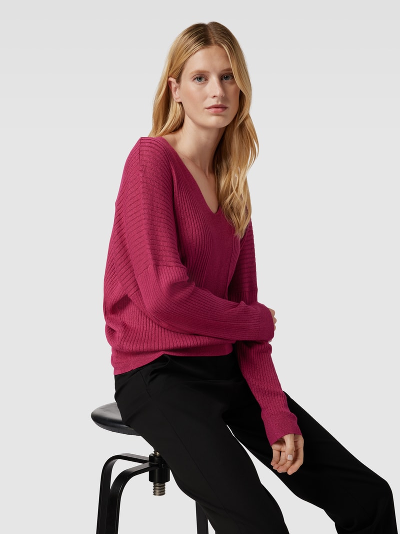 Strickpullover mit V-Auschnitt in pink