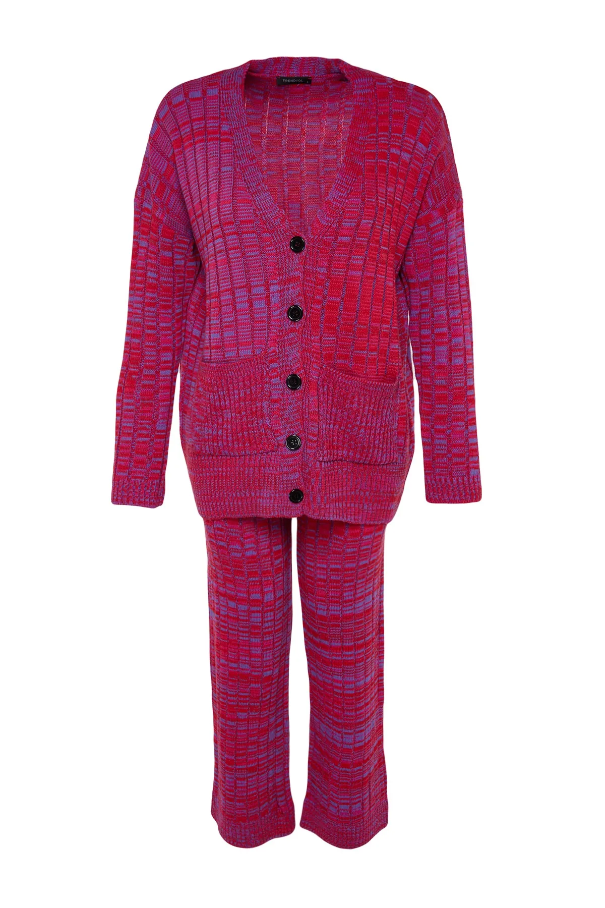 Trendyol Collection  Set aus Oberteil und Unterteil aus Strick mit Farbverlauf und lila Hose TWOAW24AU00054