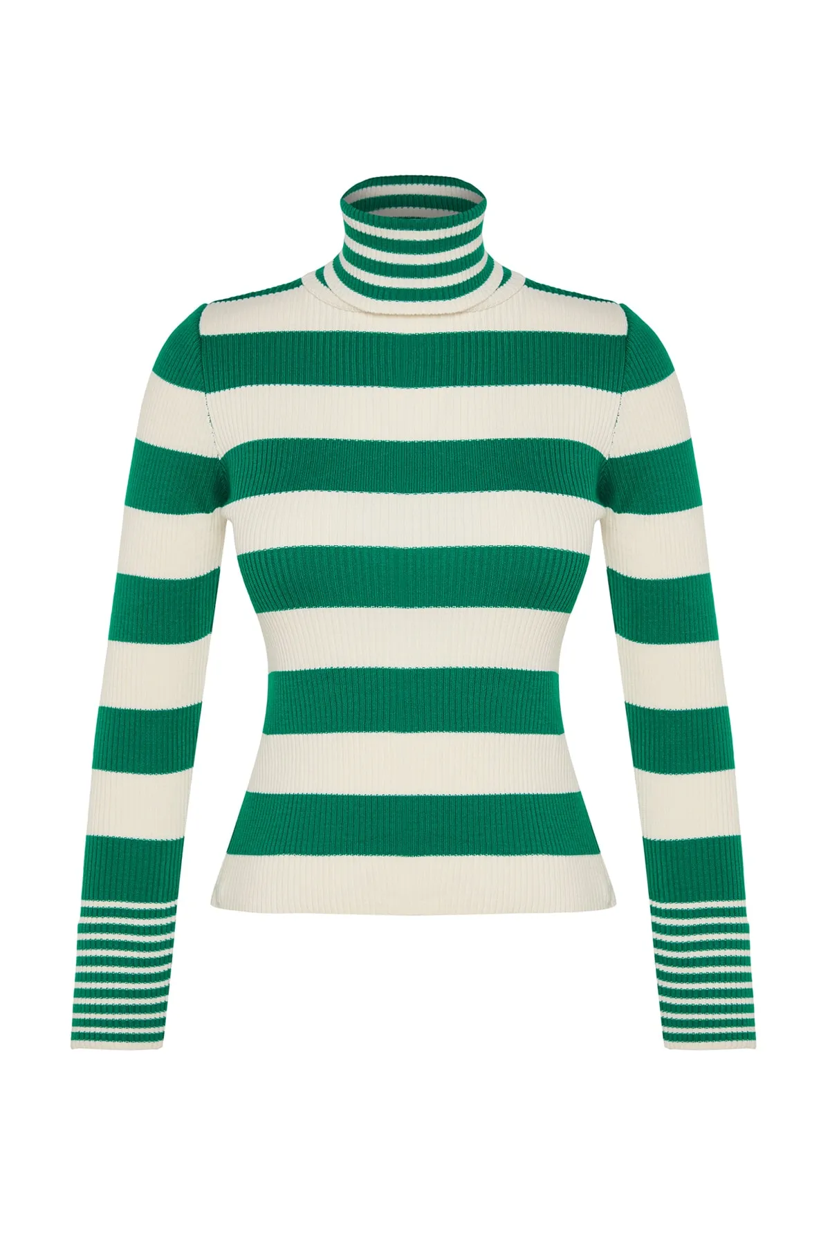 Trendyol Collection  Steinfarbener gestreifter Strickpullover TWOAW24KZ00637