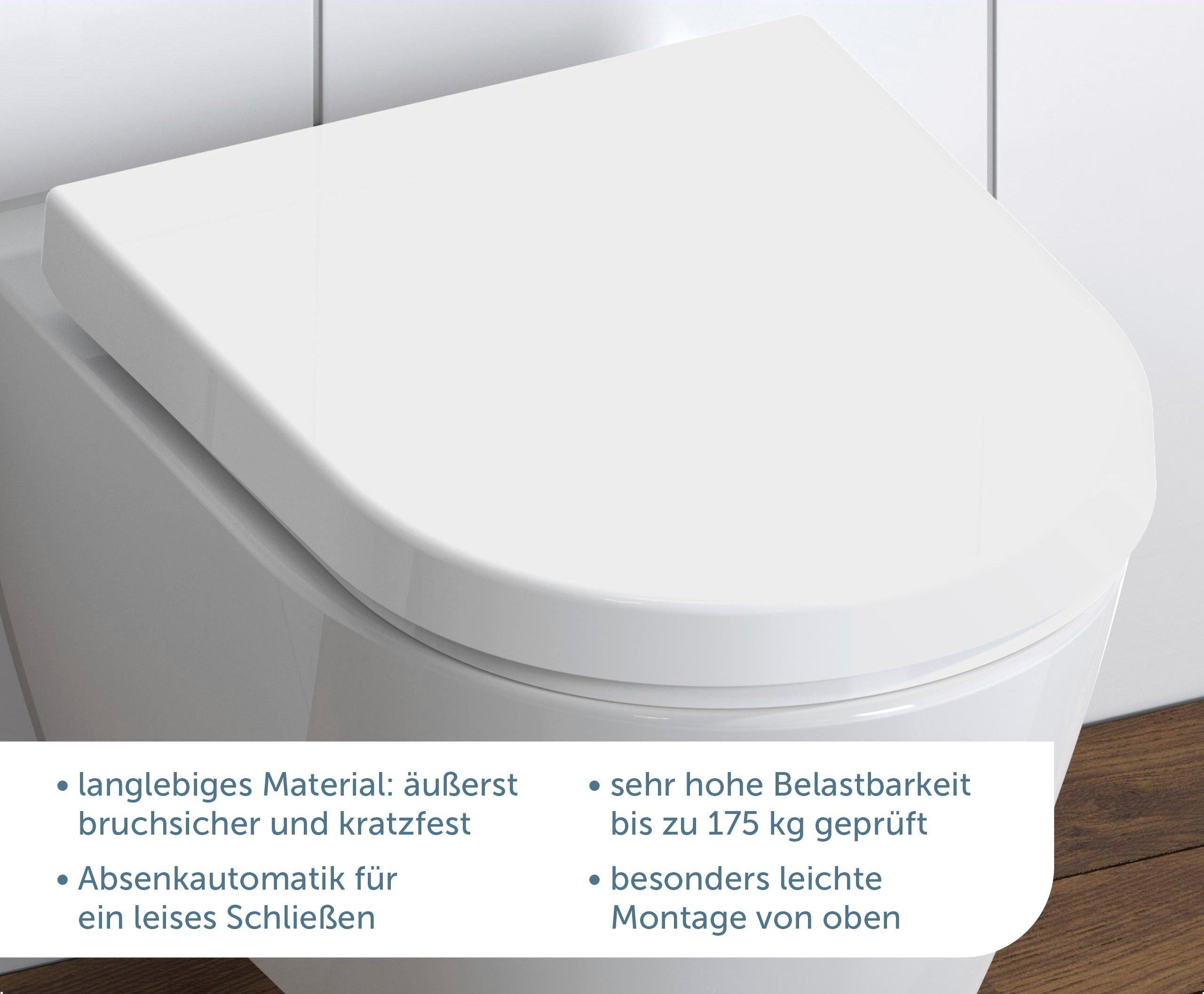 Schütte WC-Sitz WHITE, Duroplast, Absenkautomatik, Schnellverschluss, belastbar bis 150 kg