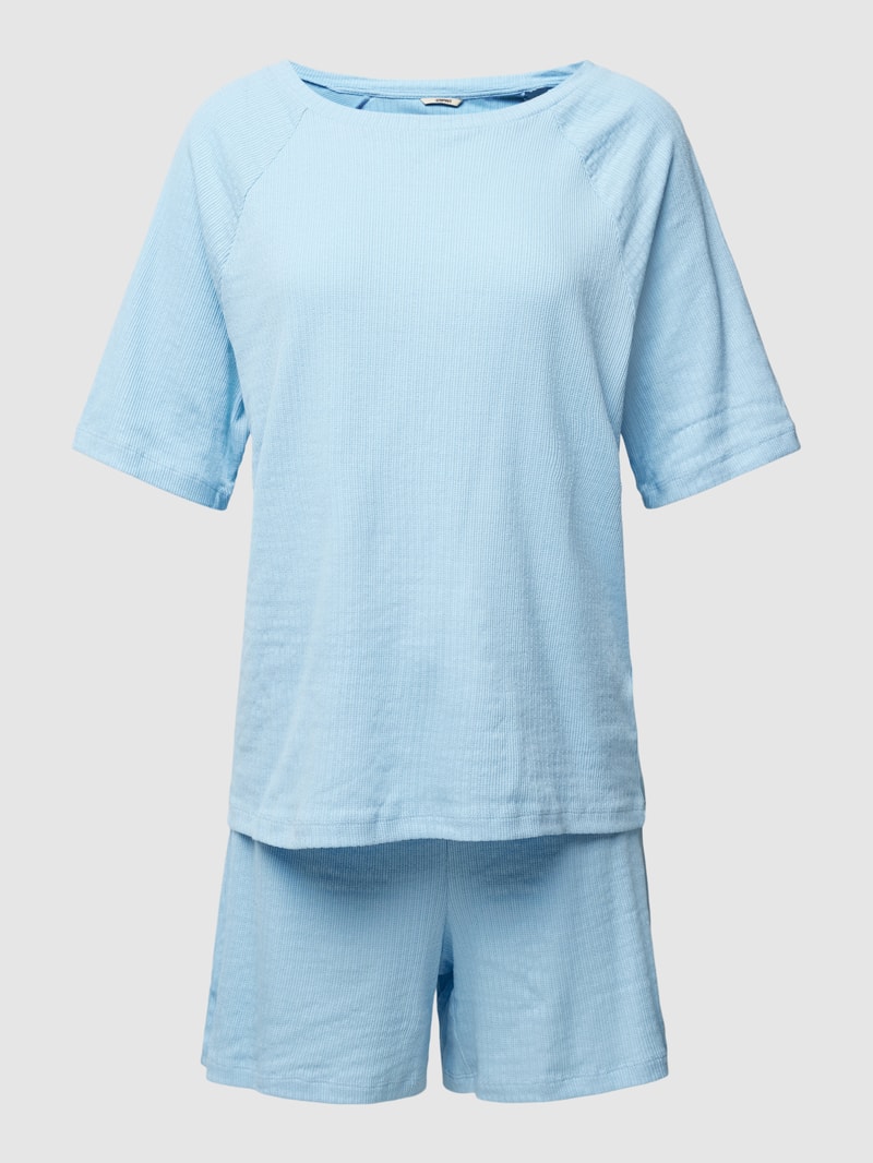 Pyjama mit Strukturmuster Modell 'Shorty' in hellblau