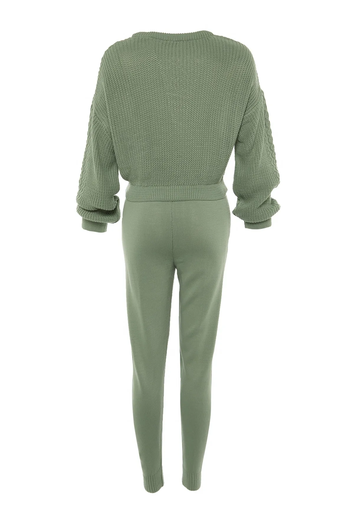 Trendyol Collection  Mintgrünes, kurzes Strickoberteil und -unterteil-Set mit Rundhalsausschnitt TWOAW21AU0047