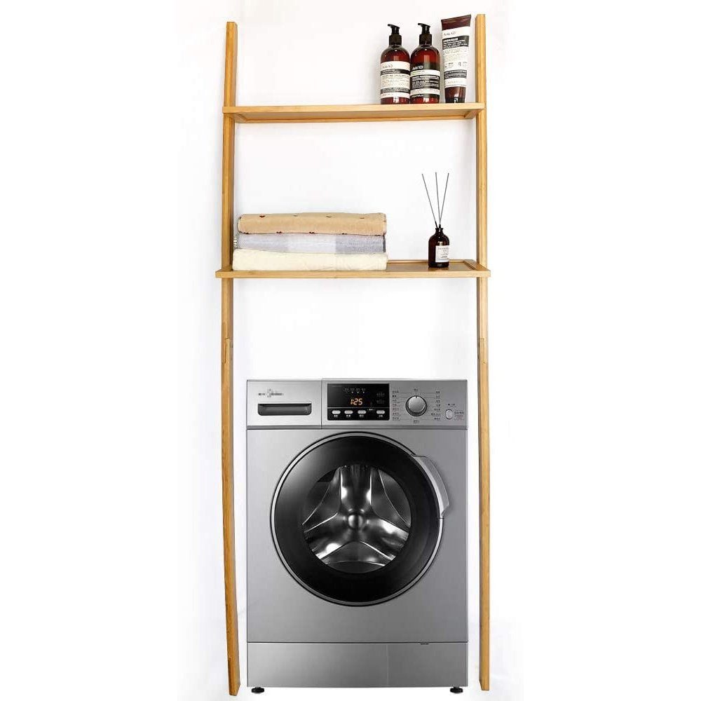 HAUOO Badregal Toilettenregal Badezimmerregal Badregal Bambus Bad Waschküche Regal, einstellen