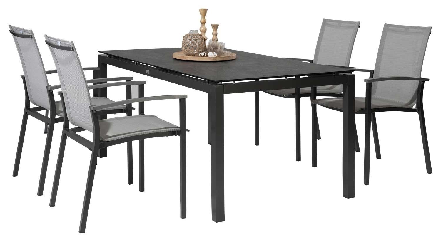 Stern Tischplatte DARK MARBLE, B 160 x T 90 cm, Silverstar 2.0, Grau