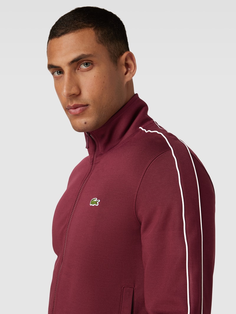 Sweatjacke mit Stehkragen in bordeaux rot