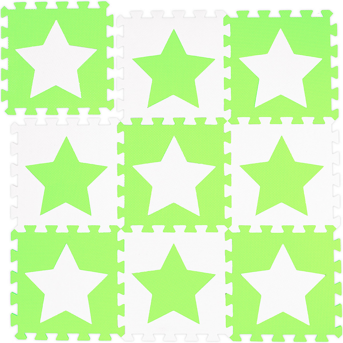 45 x Puzzlematte Sterne weiß-grün