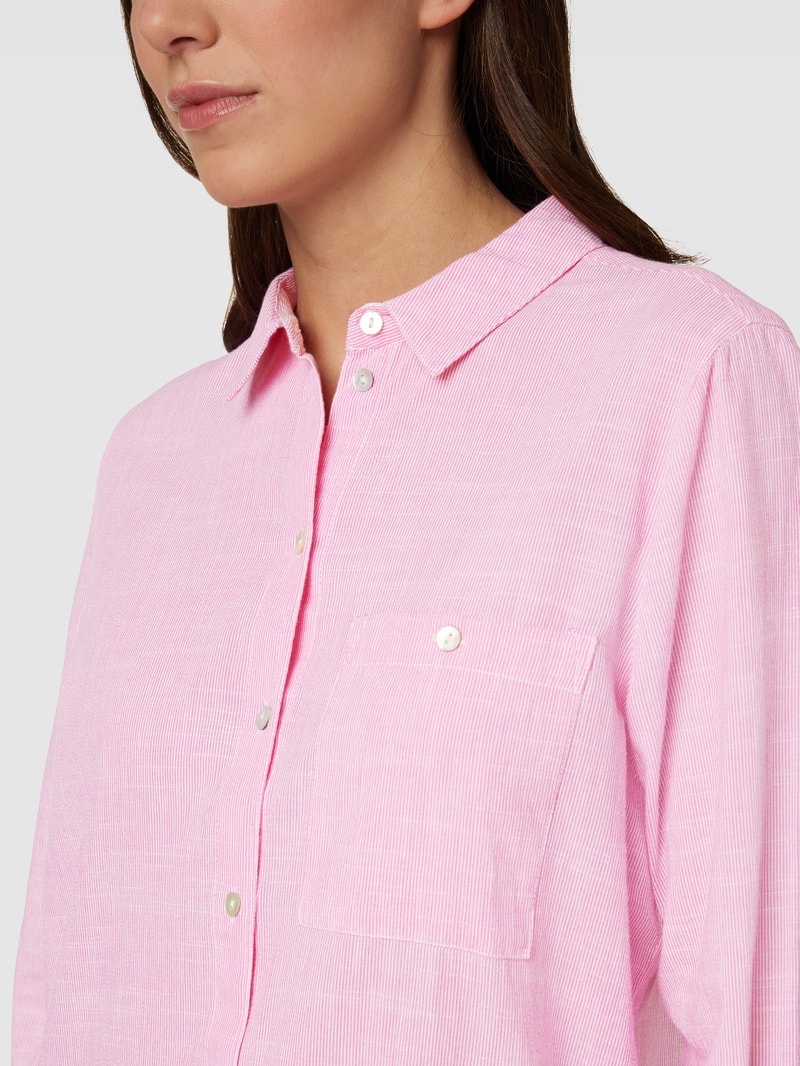 Longbluse mit Kentkragen in pink