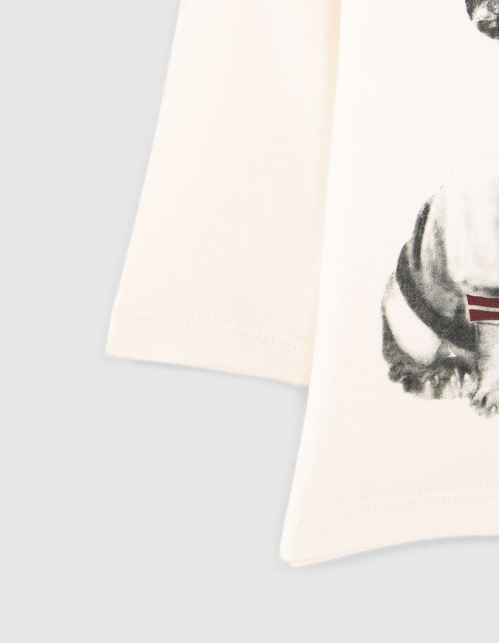 T-shirt écru coton bio visuel chien bébé garçon