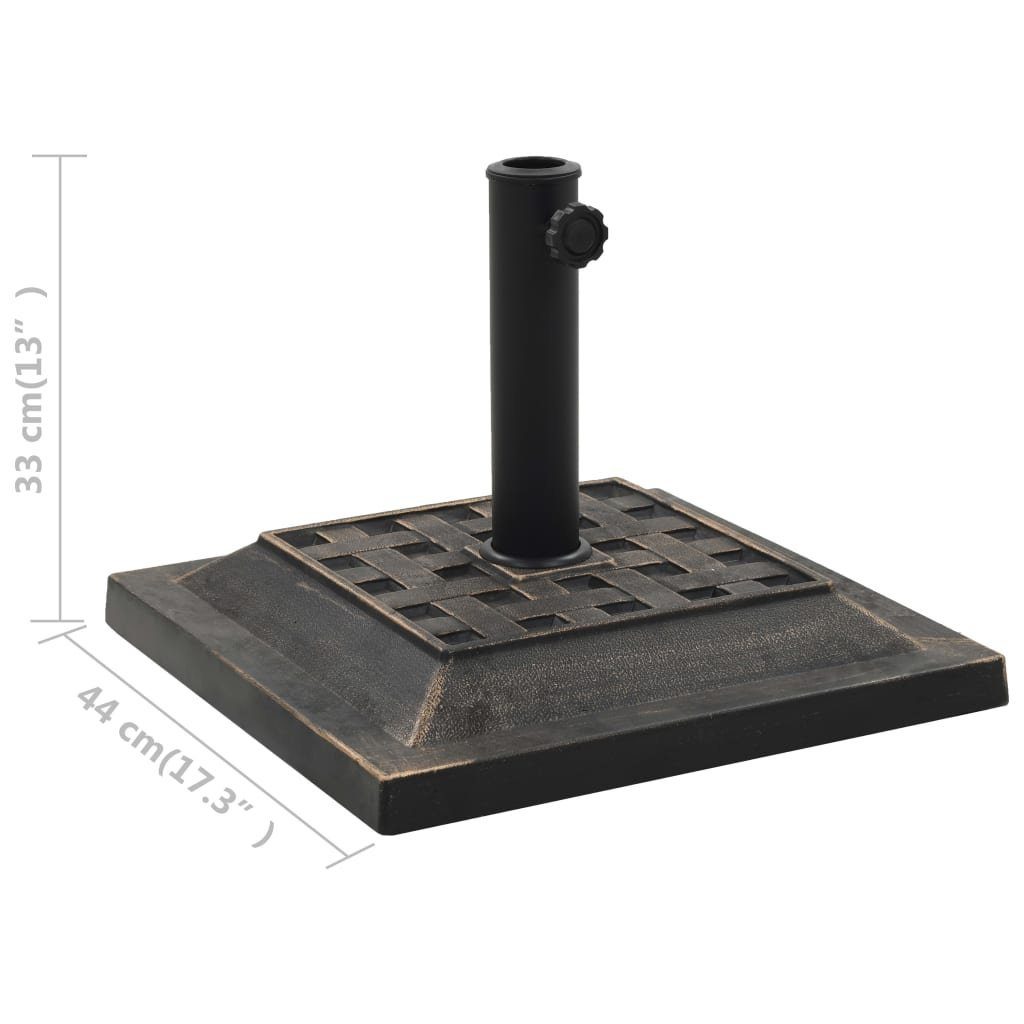 vidaXL Schirmhalter Sonnenschirmfuß Quadratisch 12 kg Bronzefarben Polyharz