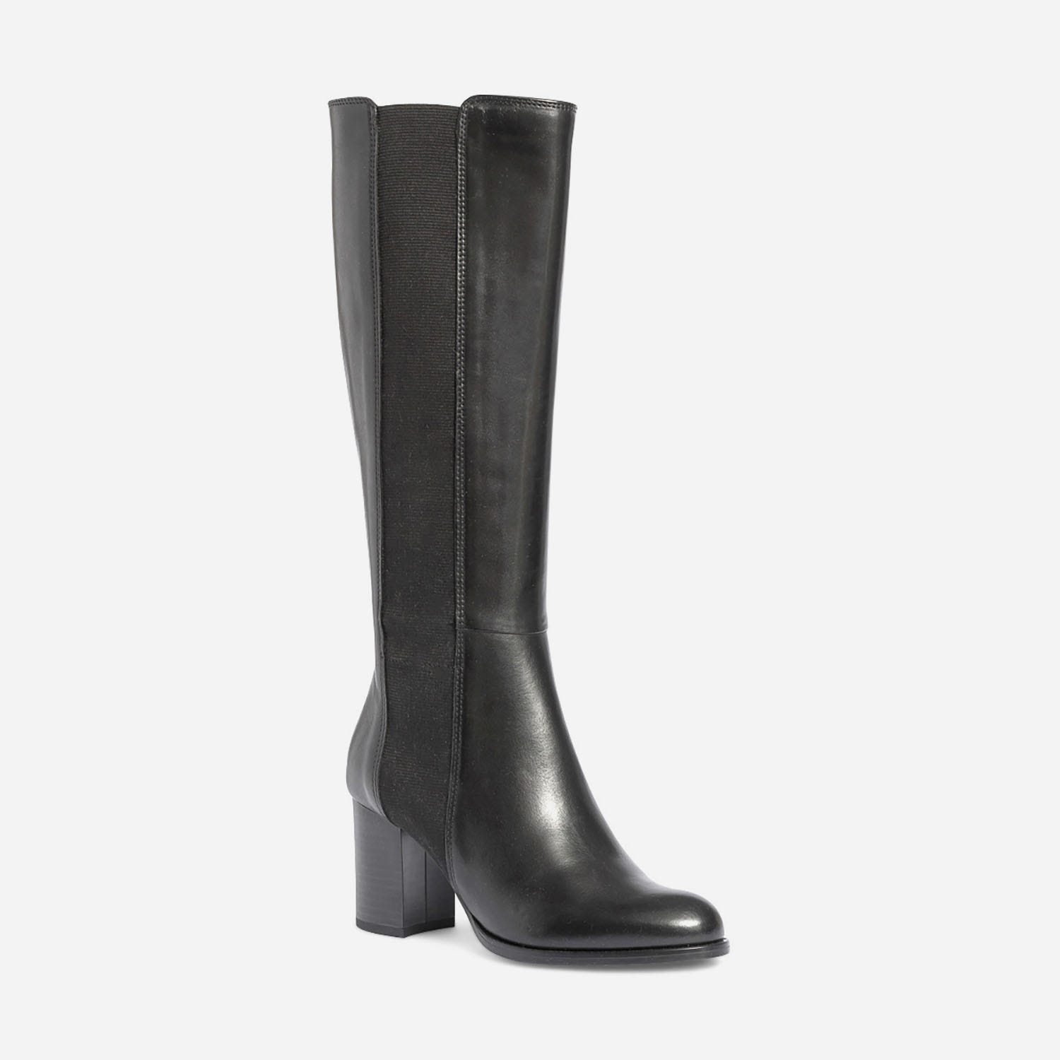 Botte noire en cuir éco-conçu avec large élastique latéral