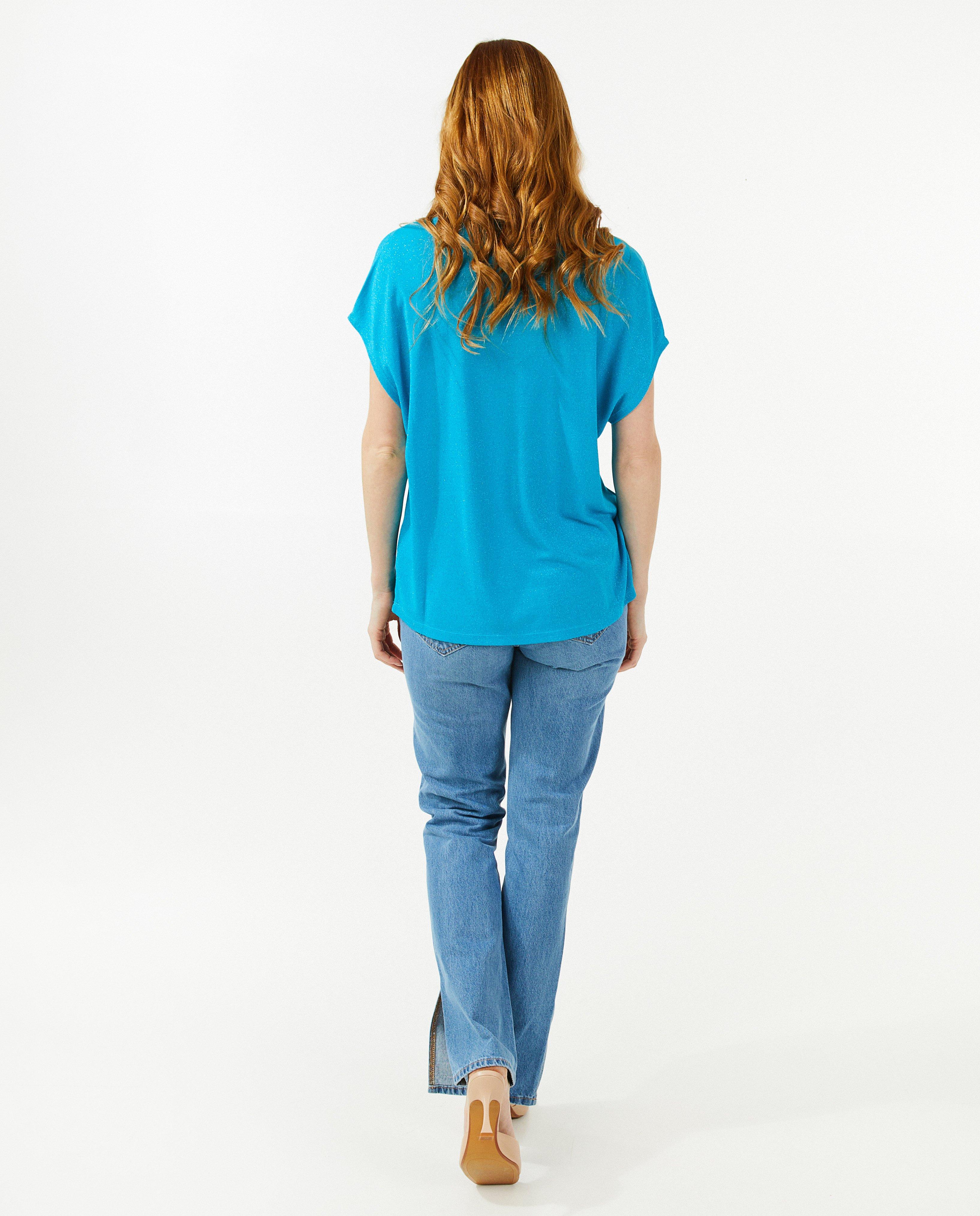 Tricou Sora Blue cu fir metalic albastru
