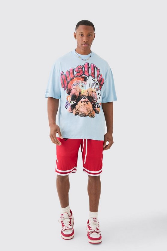 Oversize T-Shirt Basketball-Set mit Teddy-Print