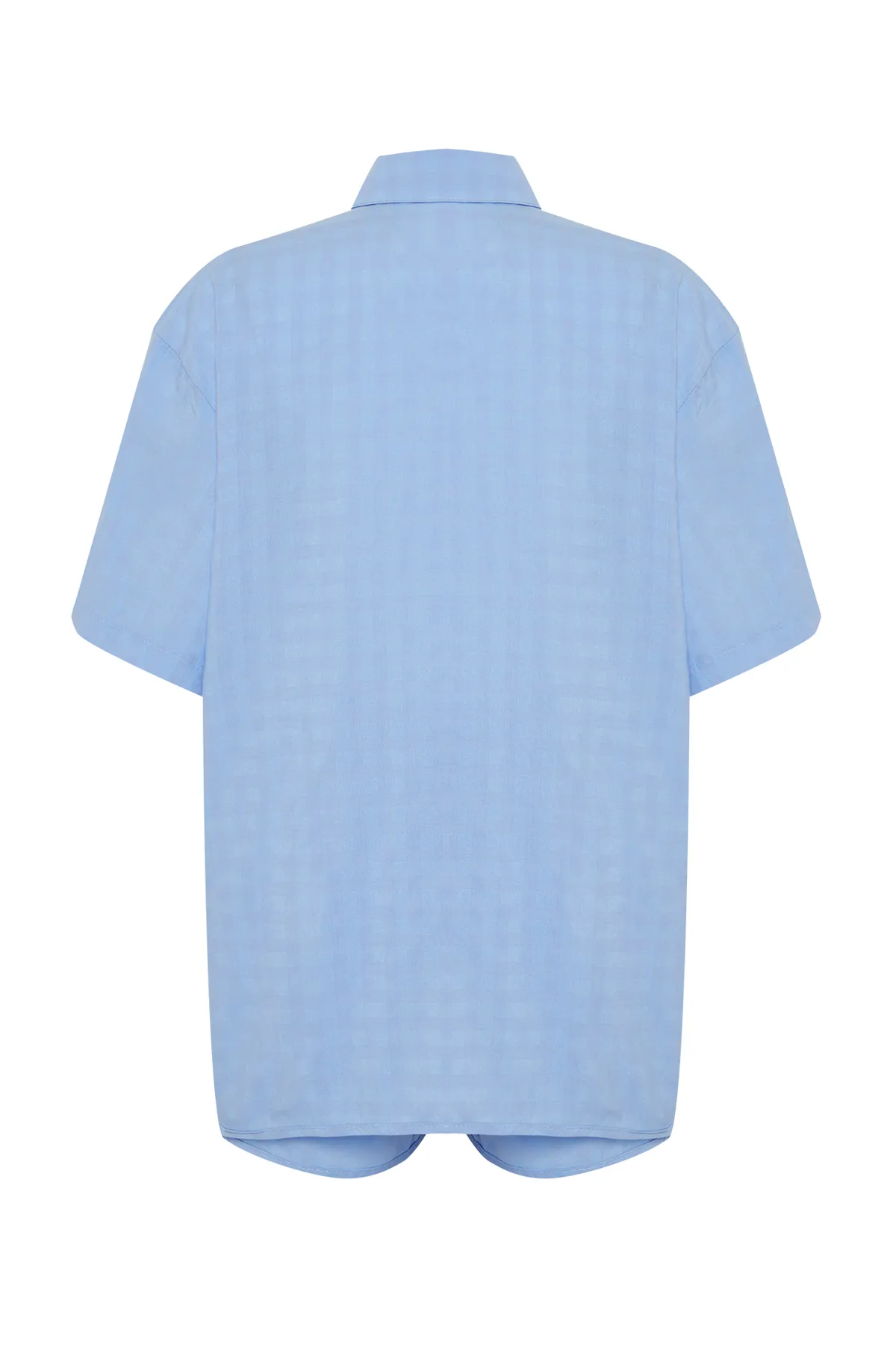 Trendyol Collection  Blau gewebtes Hemd-Shorts-Set TBESS24AU00014