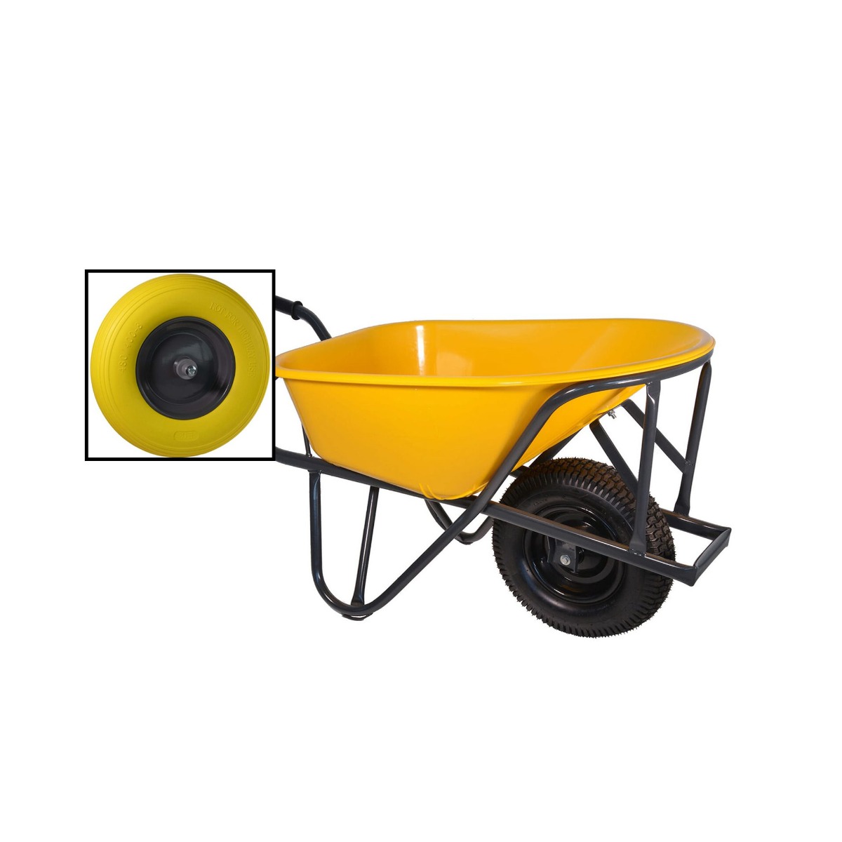 Roabă pentru pavaj Little Jumbo 1251000950, HDPE, 90L, galbenă, cu roată anti-pană