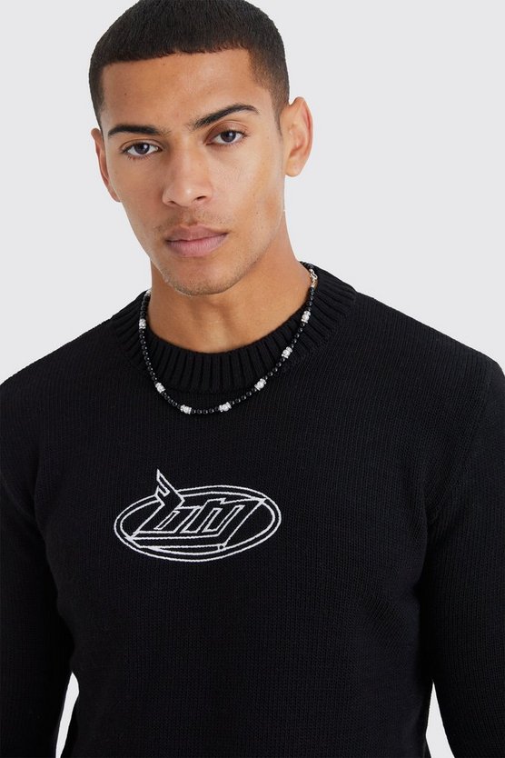 Recycelter Pullover mit B&M Stickerei
