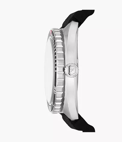 Fossil Uhr Breaker Dive 3-Zeiger-Werk Datum Silikon schwarz