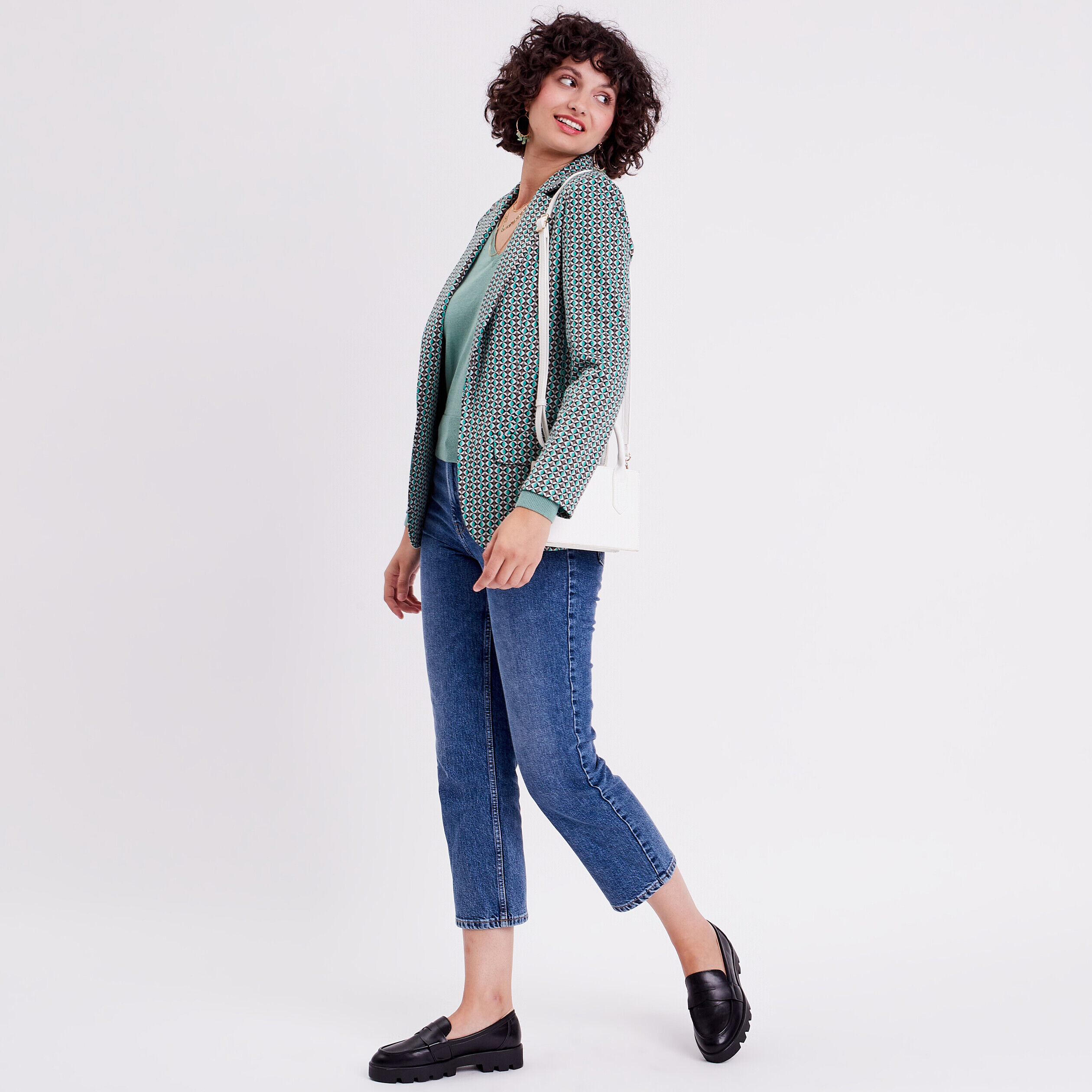 Veste blazer cintrée vert femme | Cache Cache