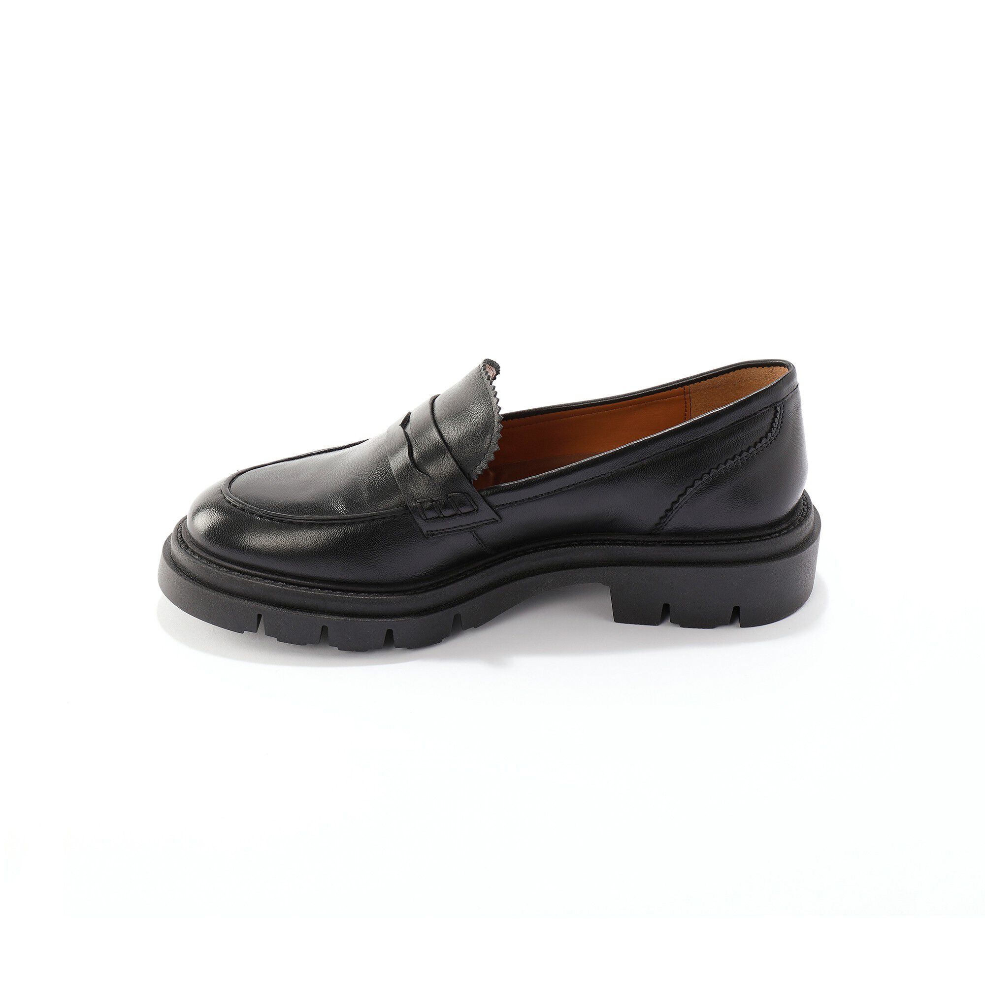 Mocassins semelle crantée, cuir