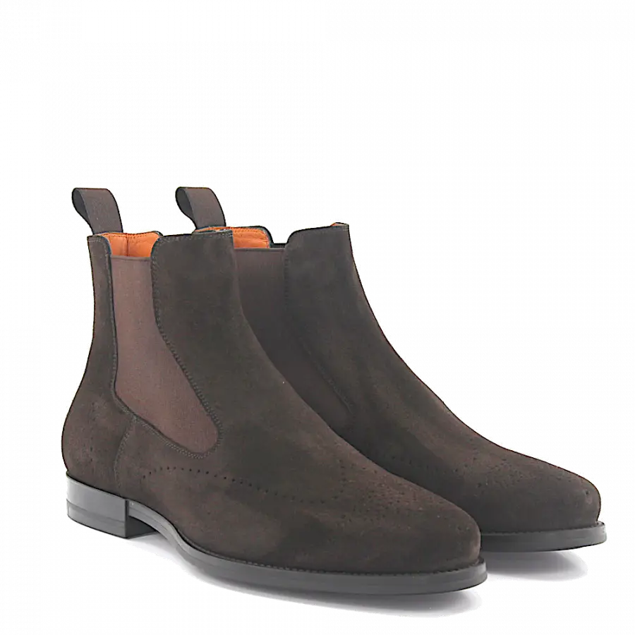Santoni - Chelsea Boots 15083 Veloursleder - braun