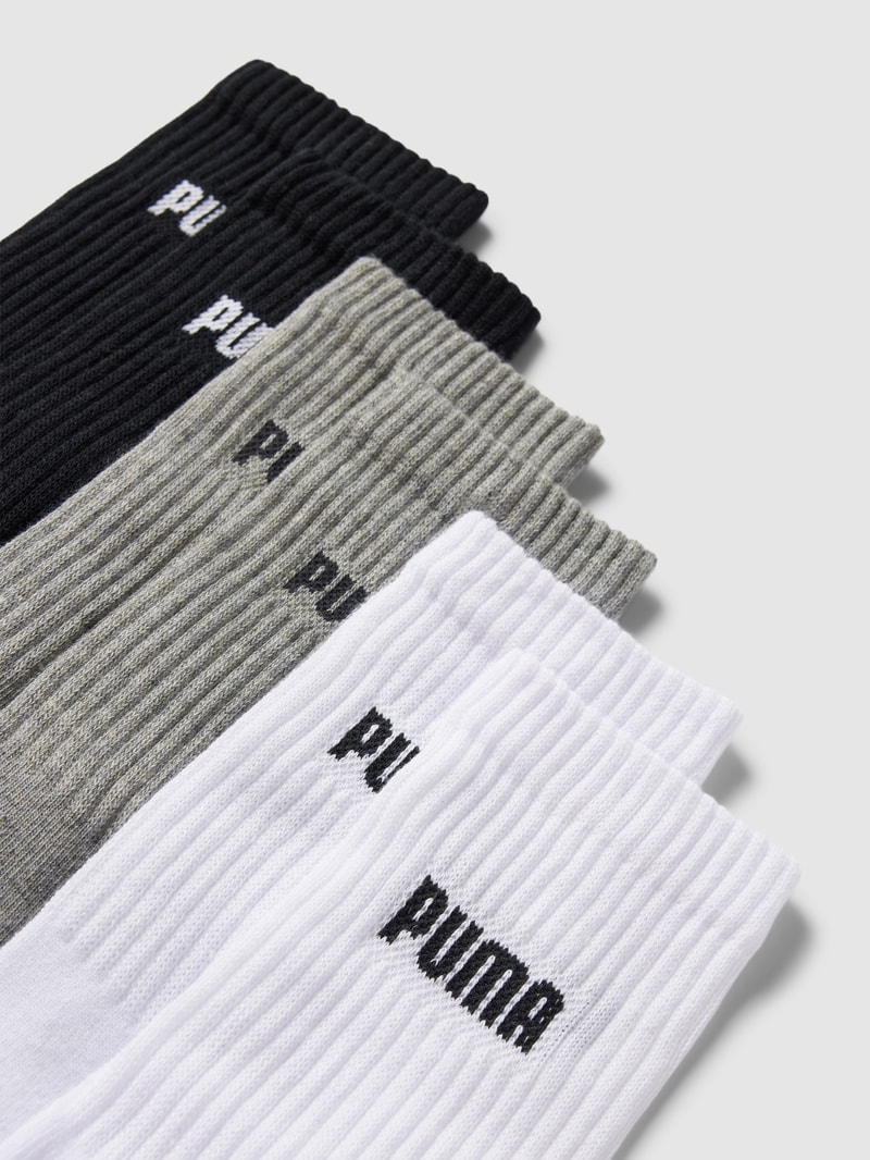 Socken mit Label-Print im 6er-Pack in mittelgrau meliert