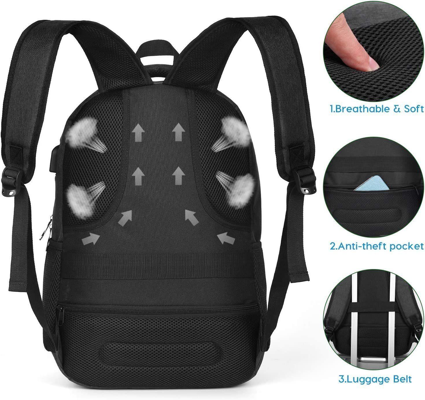 Directin Laptoprucksack Businesstaschen Rucksäcke Schulrucksack Wasserbeständig Laptoptasche (Backpack mit Laptopfach für 15,6-Zoll, mit USB-Lade-Anschluss), mit USB-Lade-Anschluss, mit Laptopfach, Für Laptop bis 15,6,16 Zoll