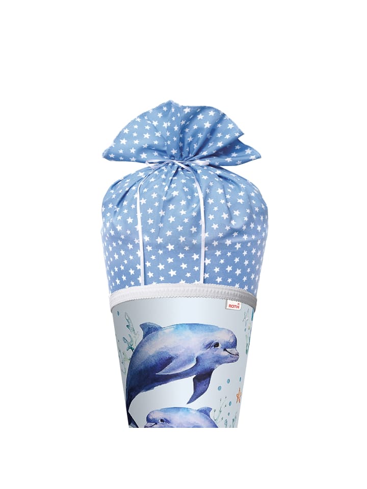 ROTH Schultüte Lieblingsstück Delfin Duo 70 cm, Stoffverschluss in Hellblau günstig kaufen onesize