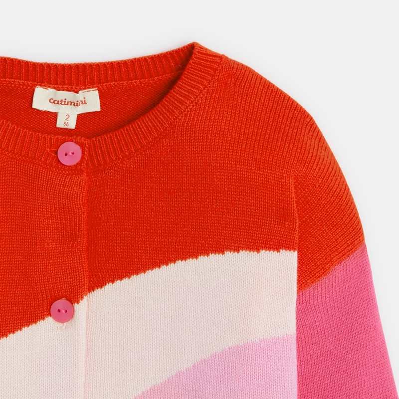 Cardigan bébé fille en tricot rouge et rose bébé fille Catimini