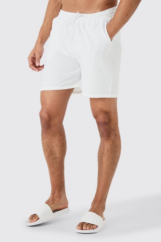 Mid Length Plain Crinkle Swim Short