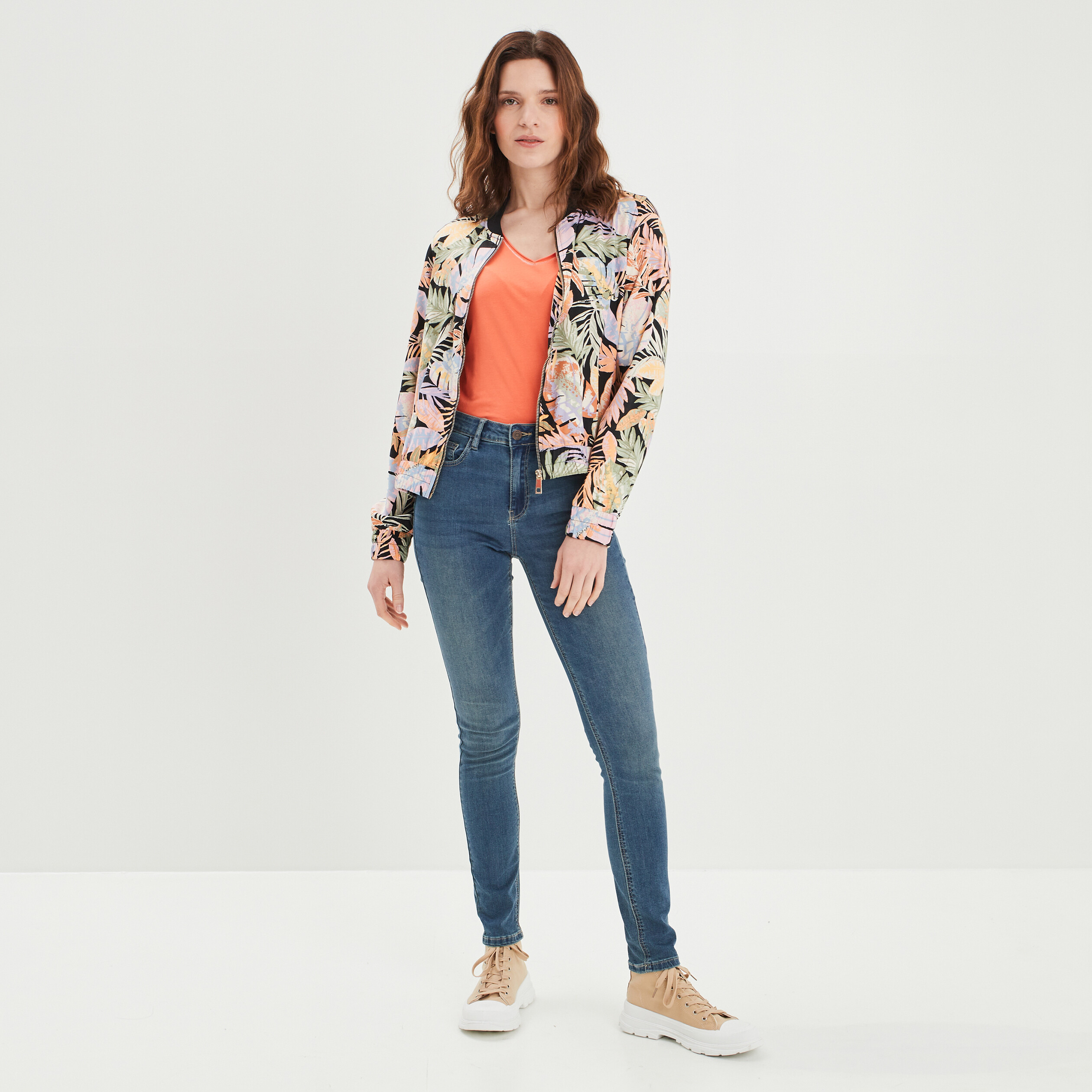 T-shirt manches longues orange corail femme | La Halle