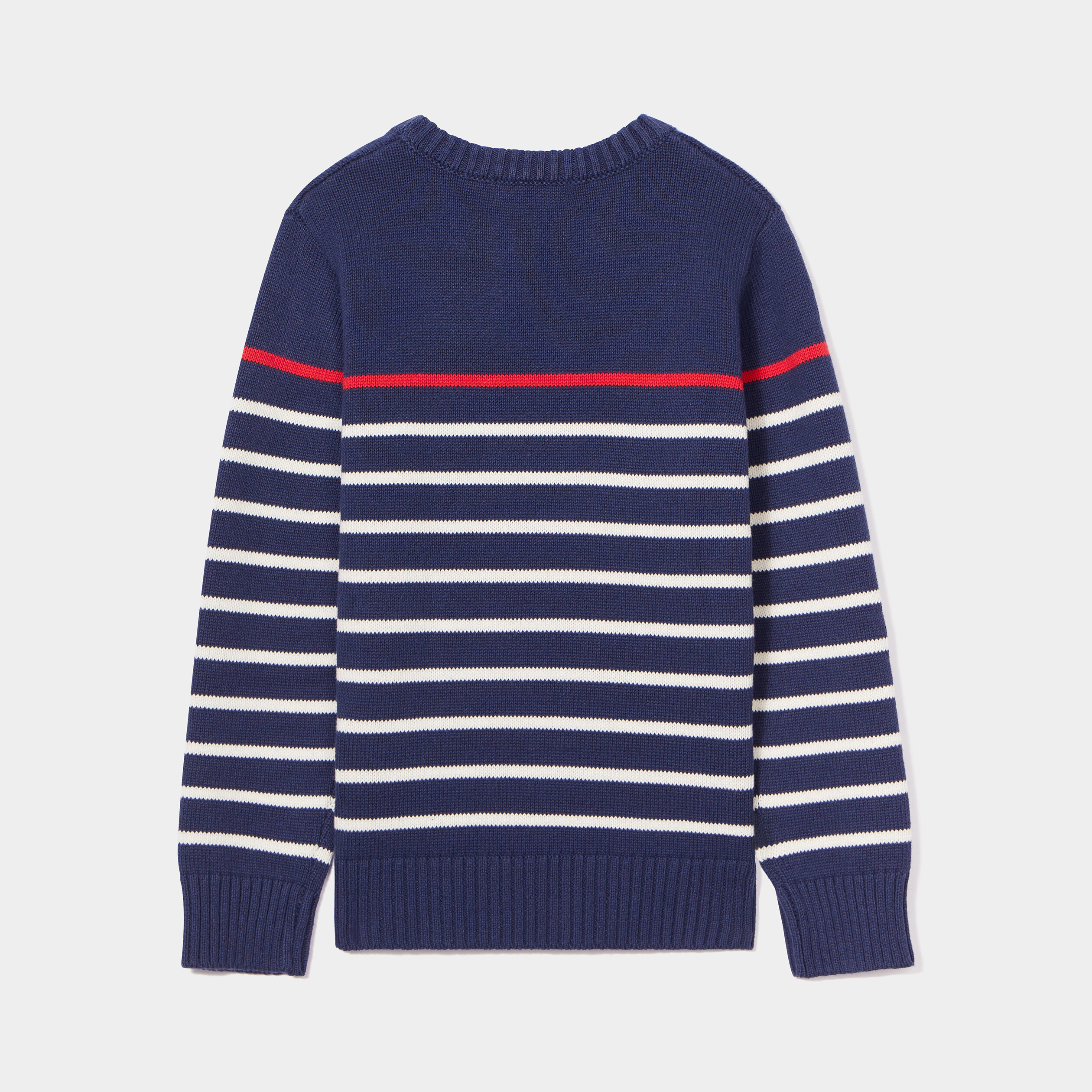 Pull col rond coton manches longues bleu marine garçon | La Halle
