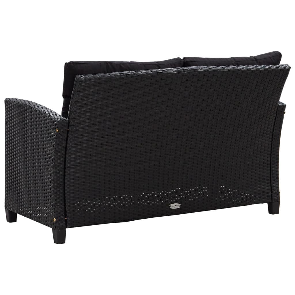 vidaXL Loungesofa 6-tlg. Garten-Sofagarnitur mit Auflagen Poly Rattan Schwarz, 6 Teile