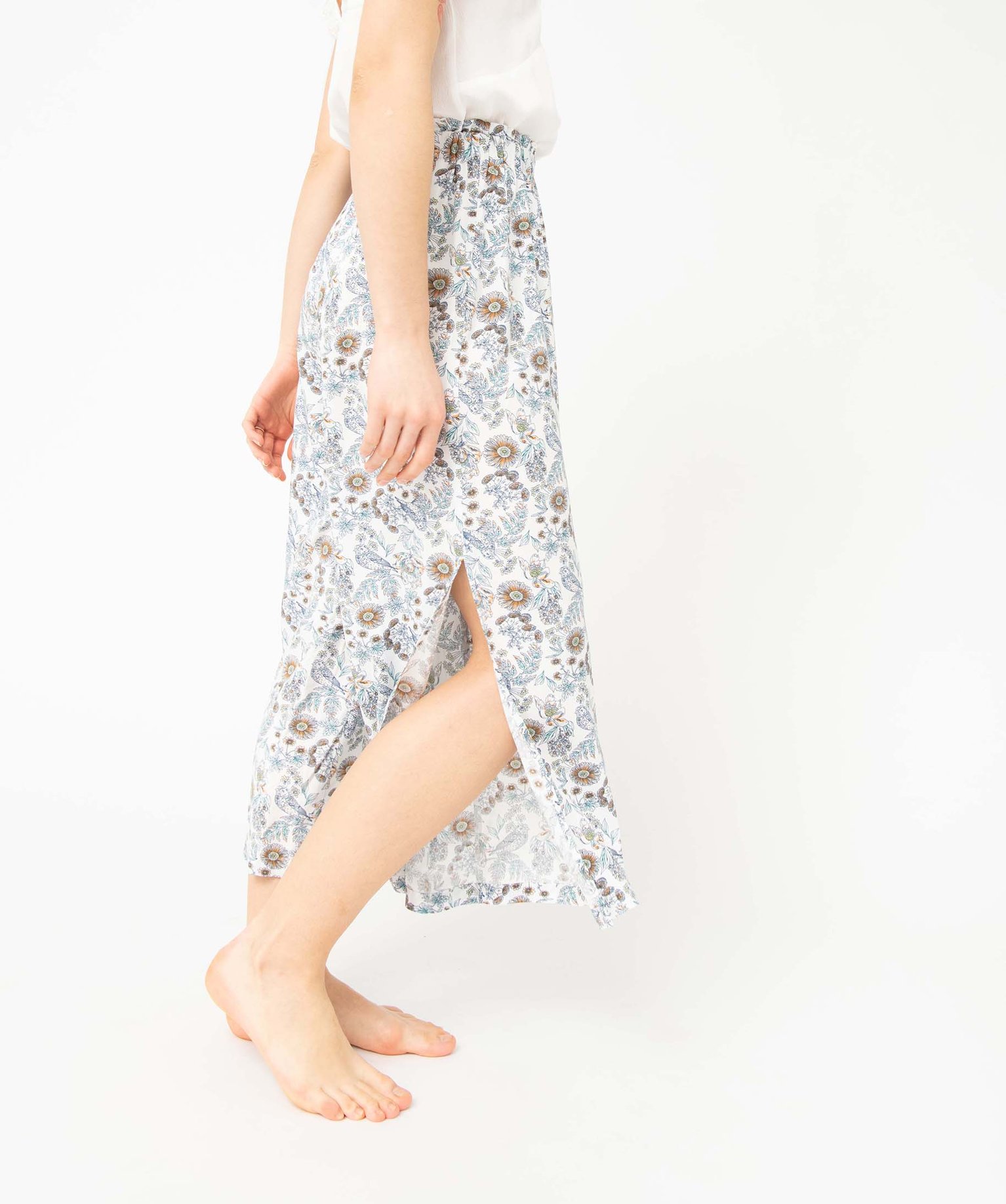 Bas de pyjama femme fluide à motif fleuri imprime | GEMO